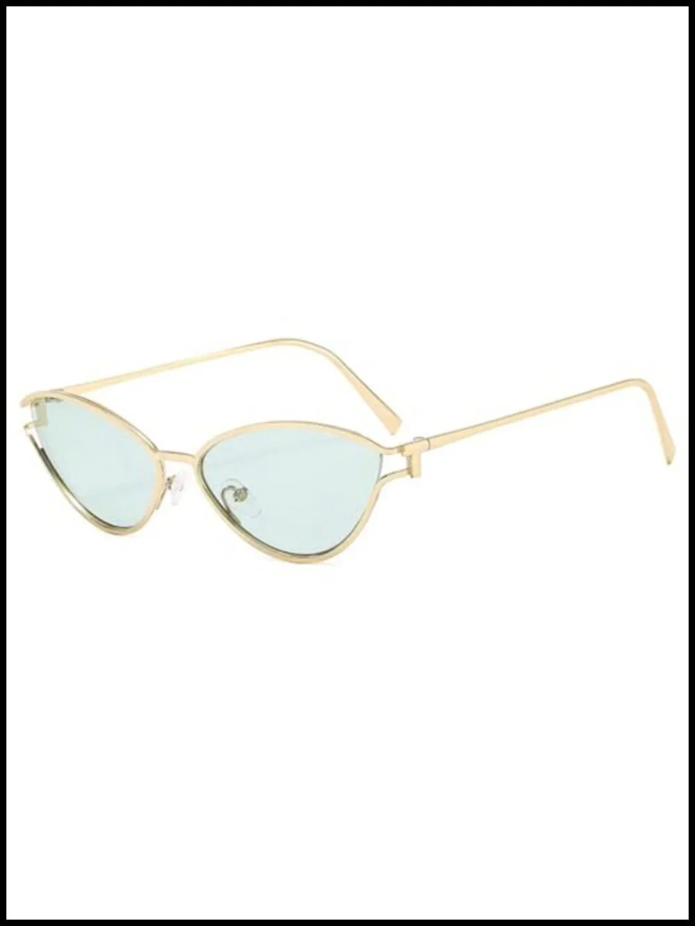 Cat Eye Sunglasses Women Metal Triangle Shades UV400 Oval Eyewear